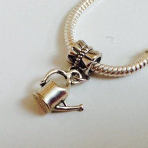 "WATERING CAN" Sterling Silver Plated Dangling Charm For European Style Bracelet
